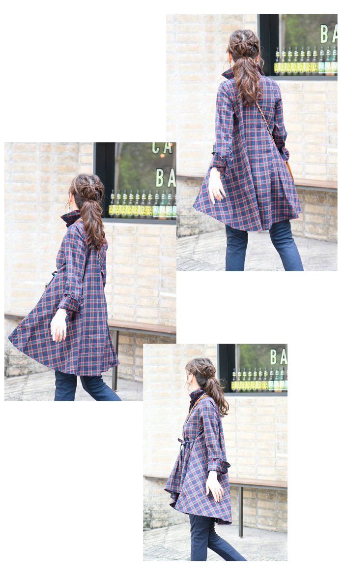 チェックシャツチュニック ブラウス、シャツ ＆ LOVE CLOSET