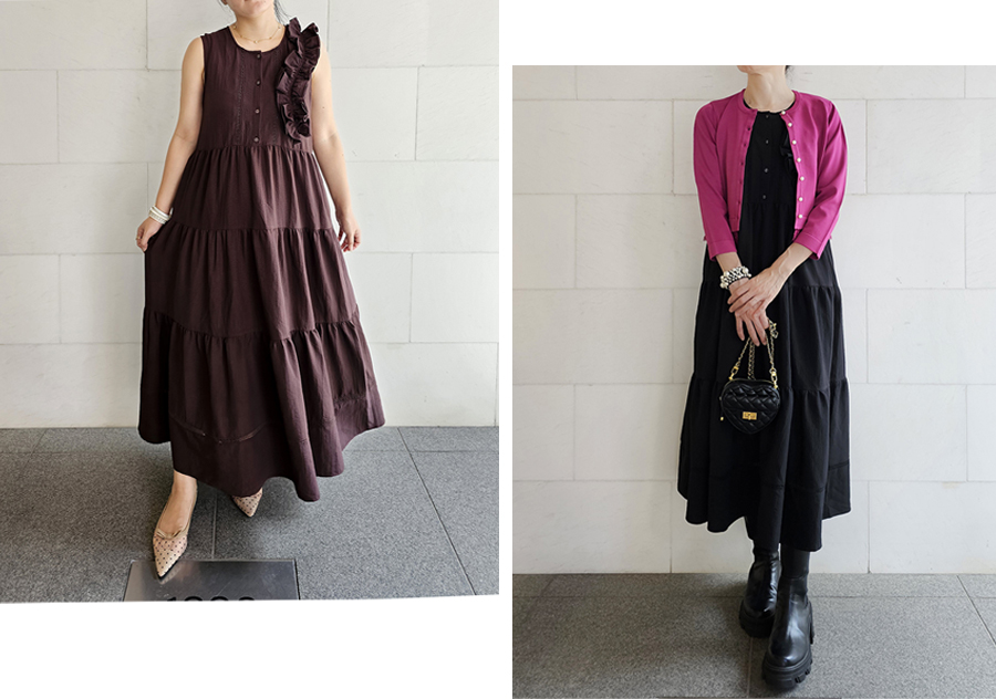 大幅値下げセール　リバーシブル　aimer ワンピース 2way アシメふりるティアードワンピース ロングワンピ ＆ LOVE CLOSET