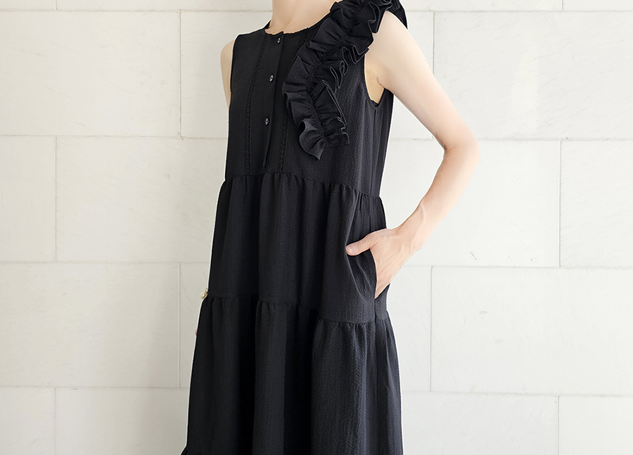 大幅値下げセール　リバーシブル　aimer ワンピース 2way アシメふりるティアードワンピース ロングワンピ ＆ LOVE CLOSET